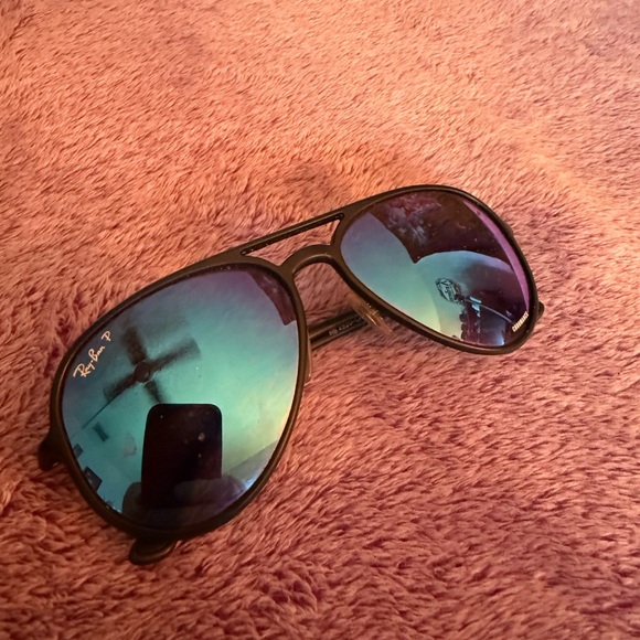 Ray-Ban Black Frame Sunglasses with Blue Lenses